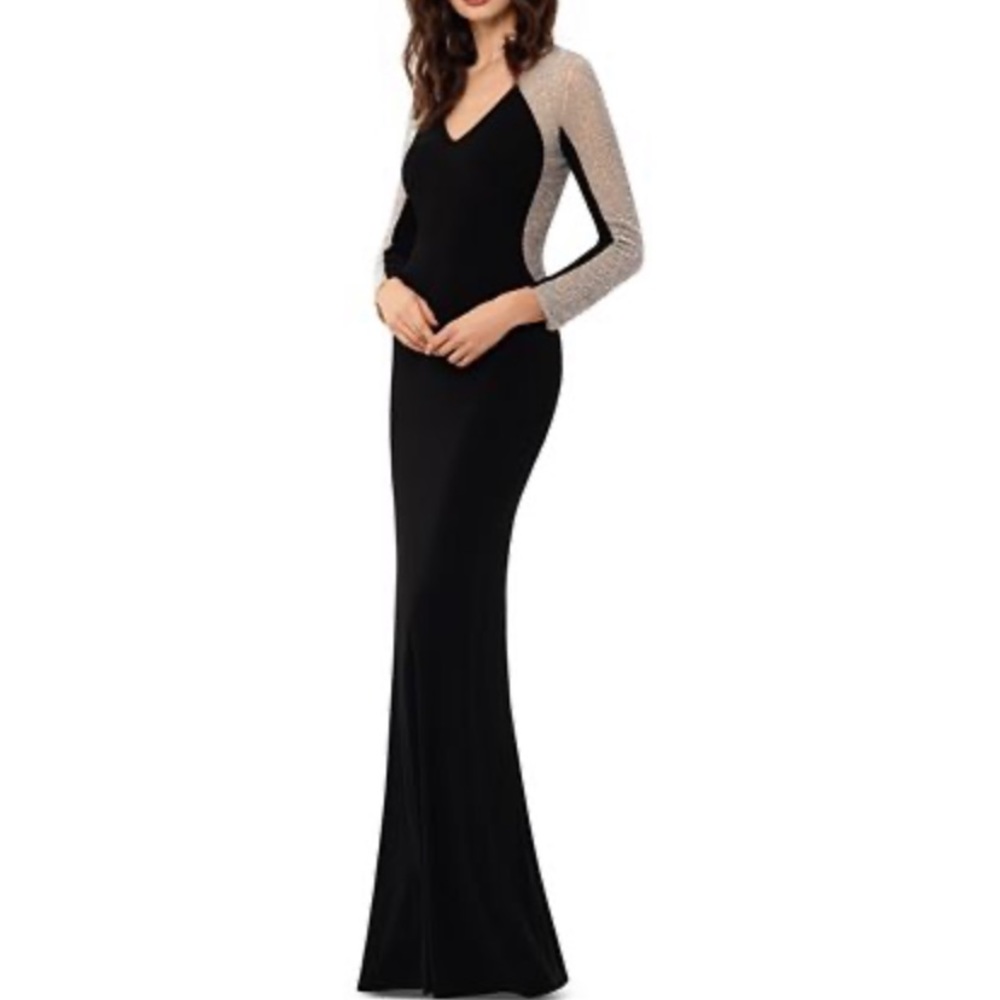 XSCAPE Embellished Mesh Gown